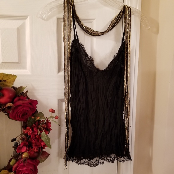 Seperates by New York City Design Co. Tops - Black Lace Crinkle Camisole Top